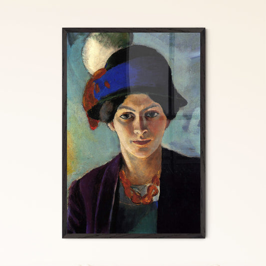 Portrait of the Artist's Wife with a Hat – August Macke Fine Art Print