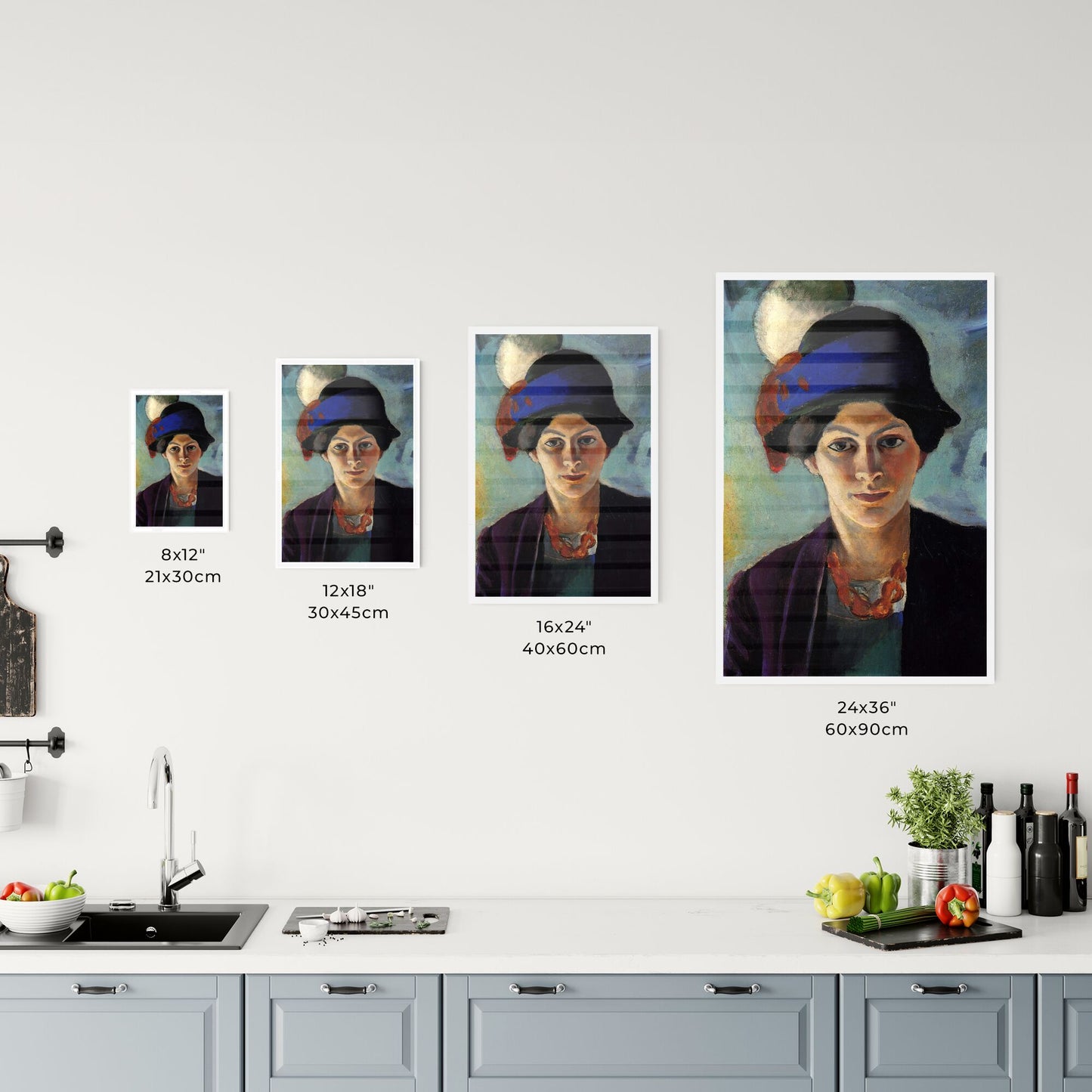 Portrait of the Artist's Wife with a Hat – August Macke Size Chart