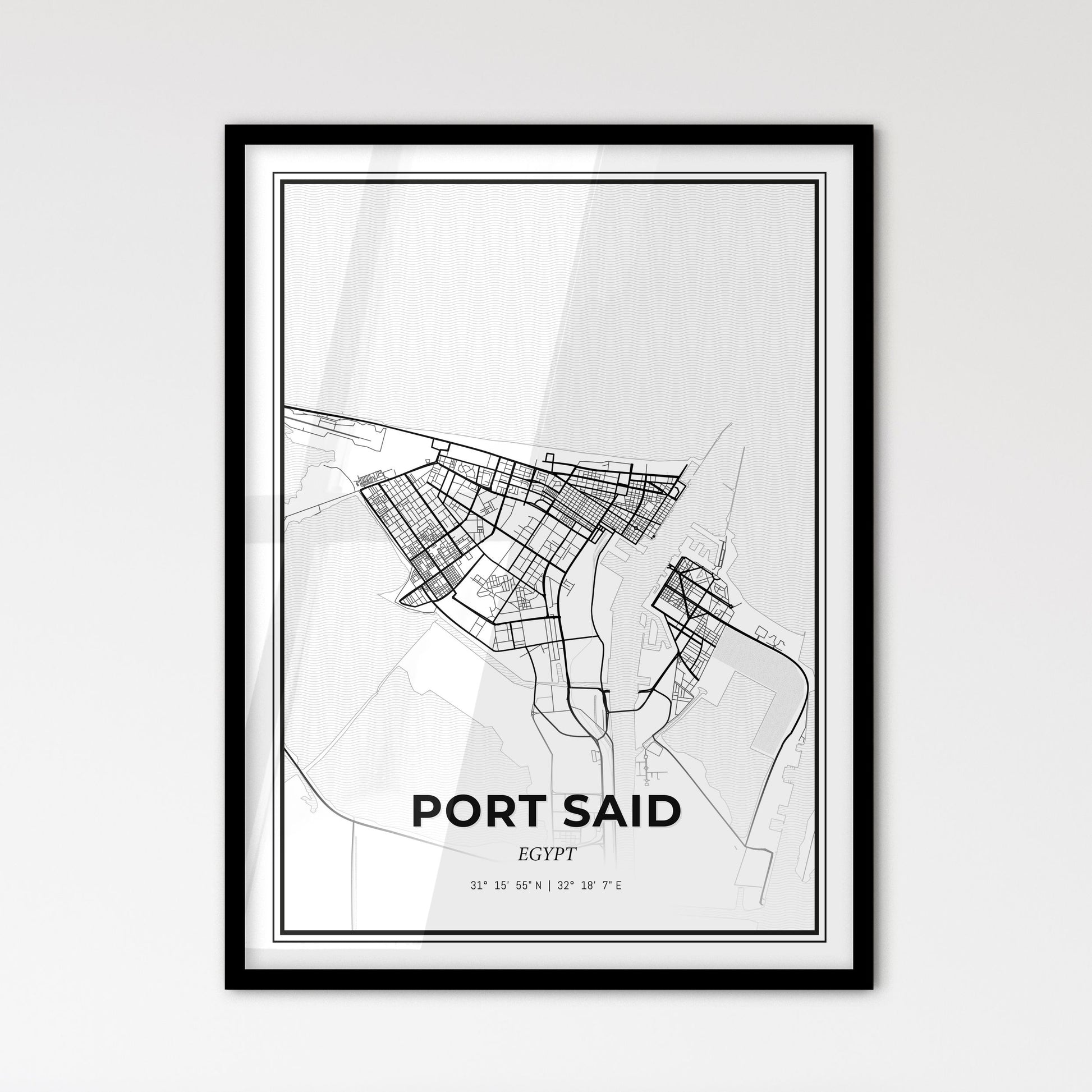 Port Said Egypt - Scandinavian Style City Map for Modern Home Decor