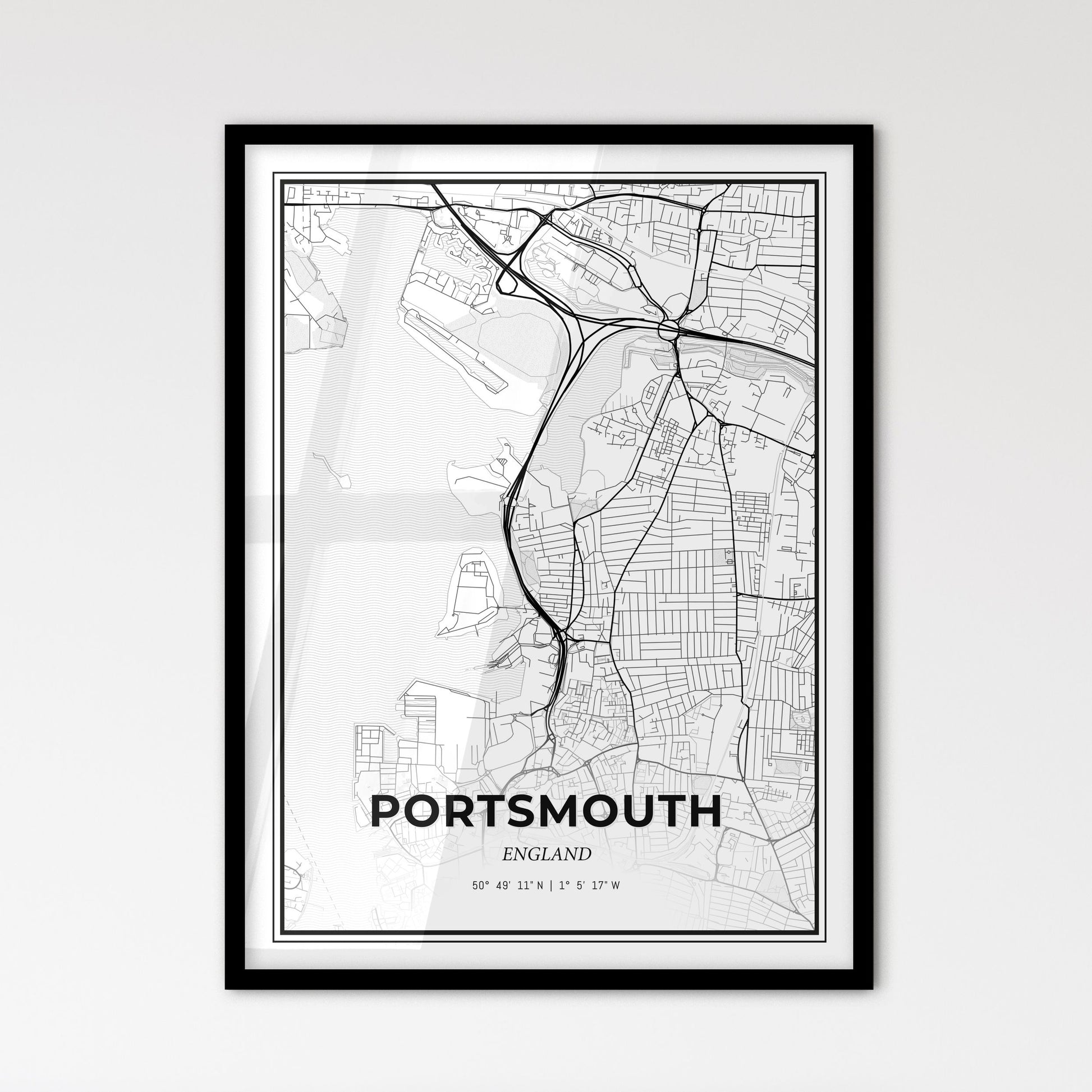 Portsmouth England - Scandinavian Style City Map for Modern Home Decor