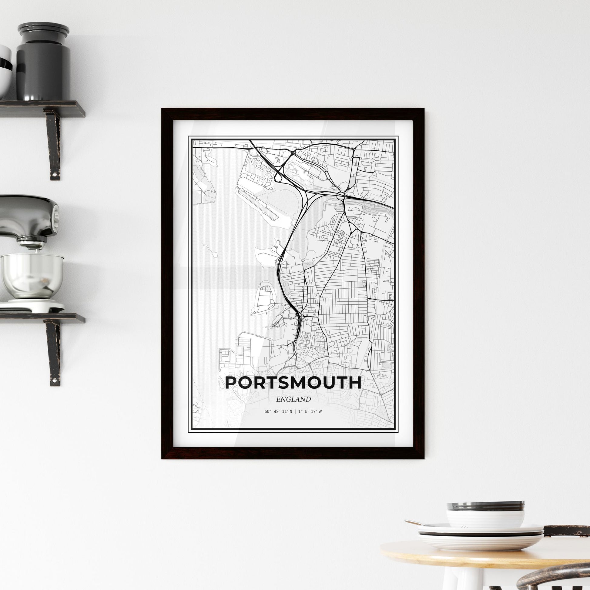 Portsmouth England - Minimal City Map