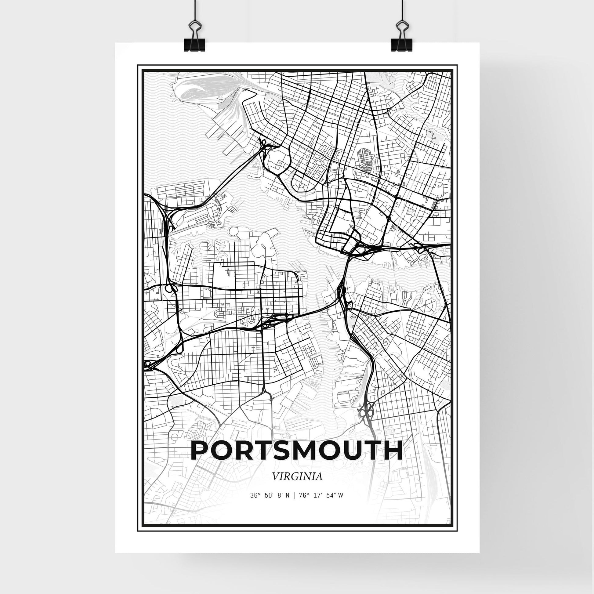 Portsmouth Virginia - Premium City Map Poster