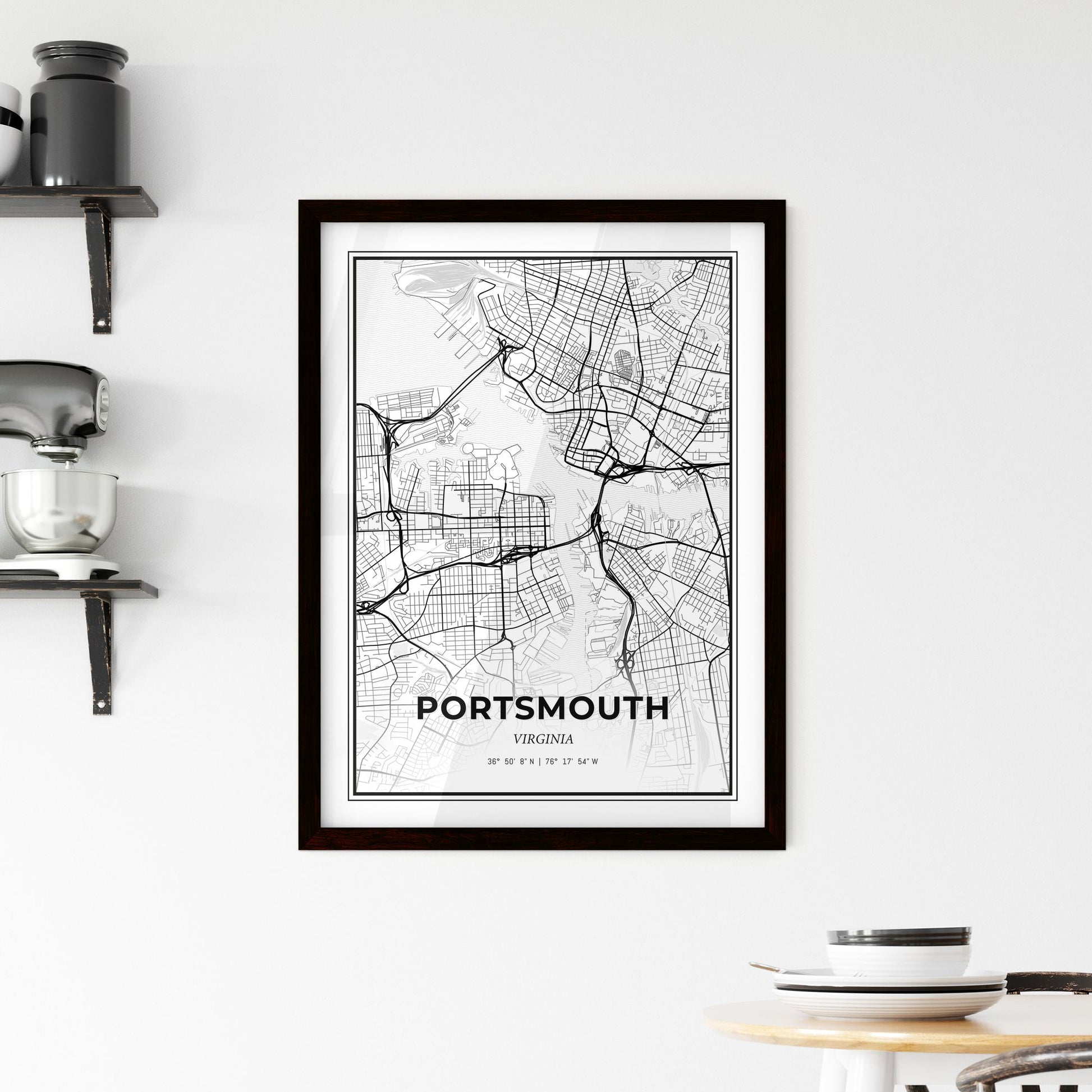 Portsmouth Virginia - Minimal City Map