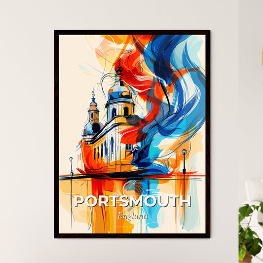 Vibrant Portsmouth, England - A Painting Of A Skyline With A Colorful Building