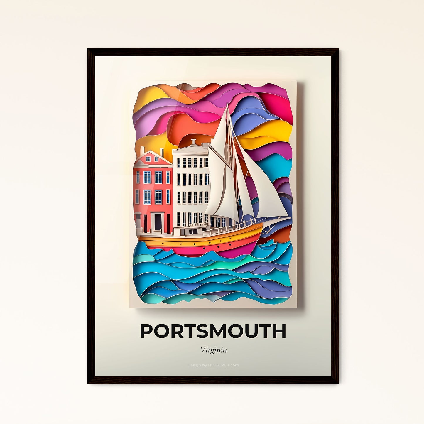 Vivid Portsmouth, Virginia - a paper cut of a boat in the ocean