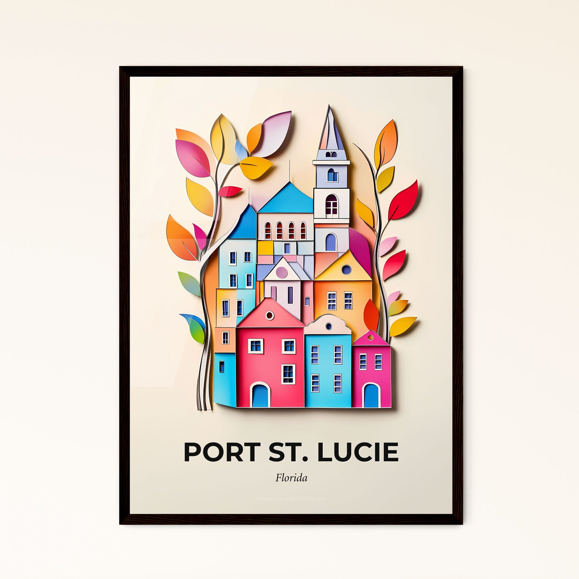 Vivid Port St. Lucie, Florida - a paper cut of a city with a church and trees