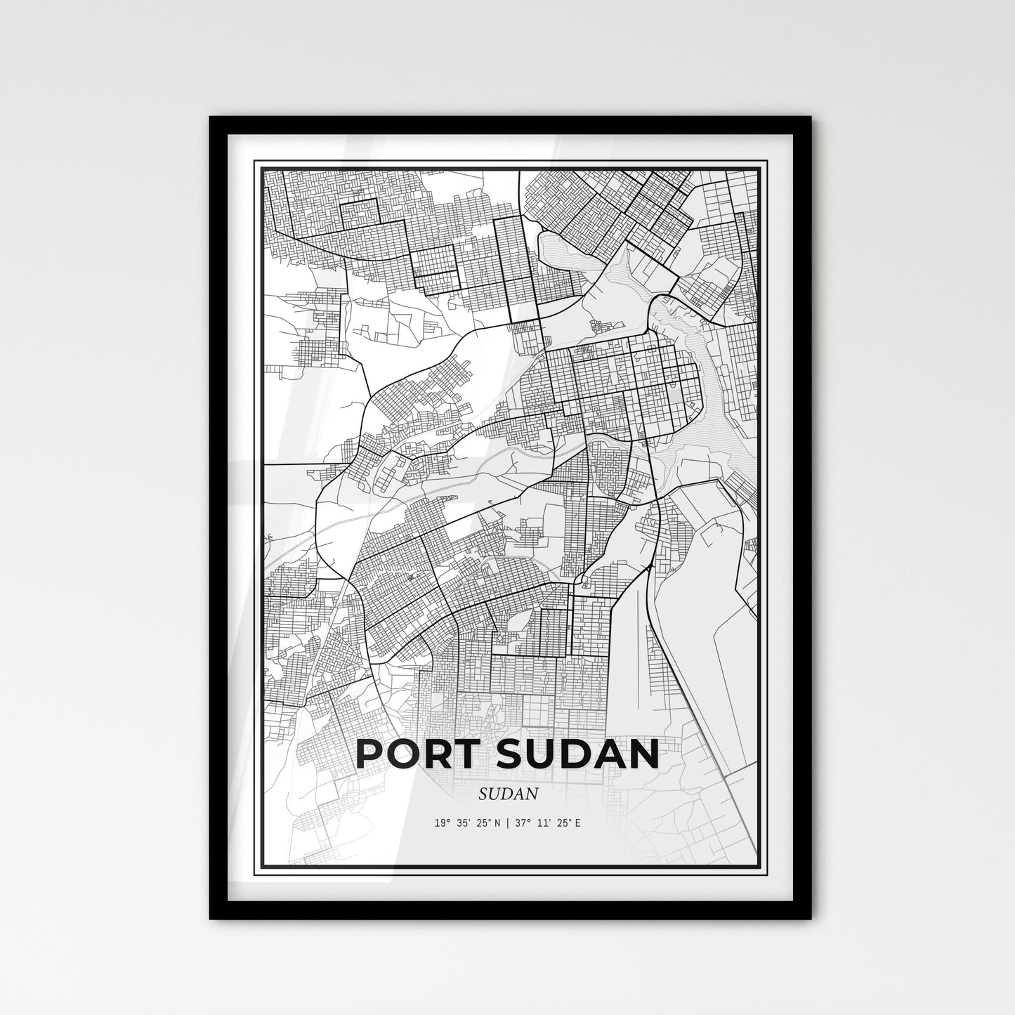 Port Sudan Sudan - Scandinavian Style City Map for Modern Home Decor