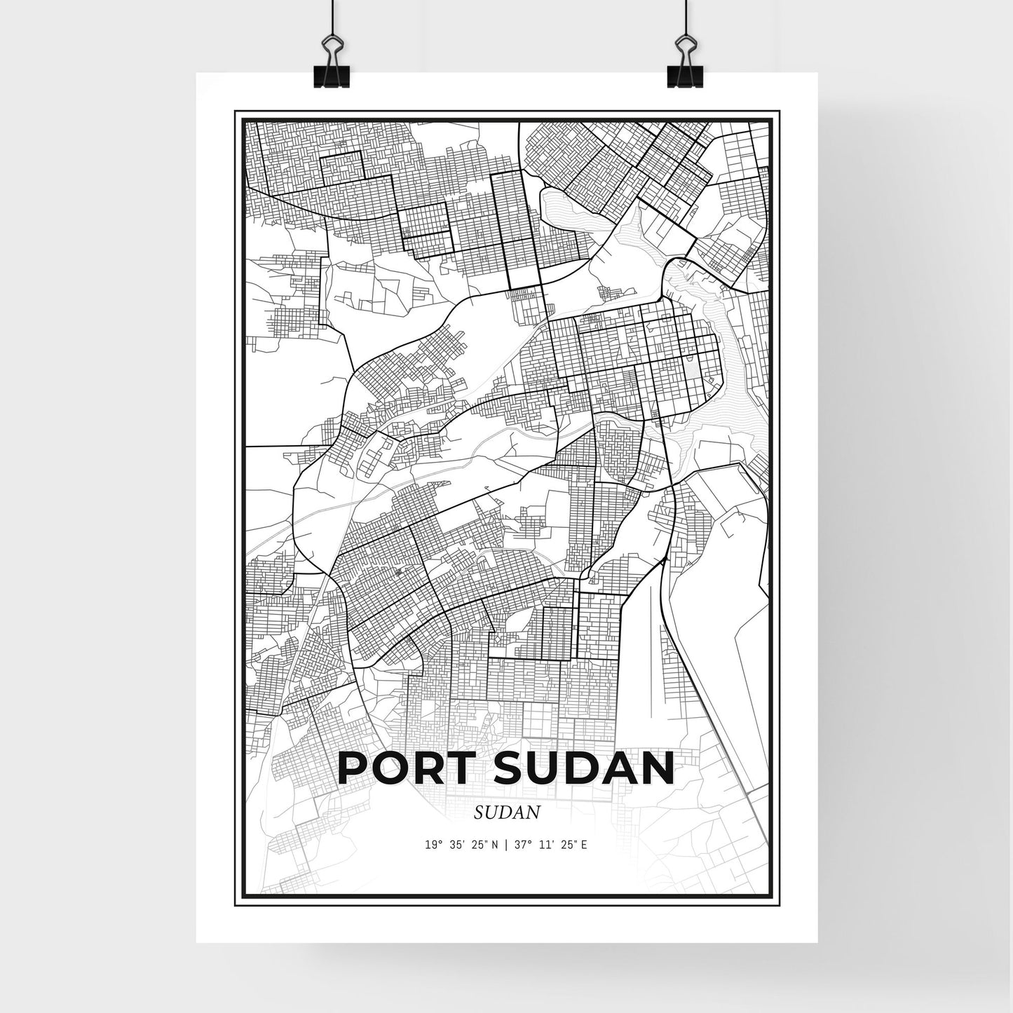 Port Sudan Sudan - Premium City Map Poster