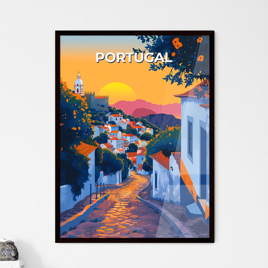 Portugal, Europe - Art Painting of Street, Buildings, Trees, Vibrant Colors, Cityscape