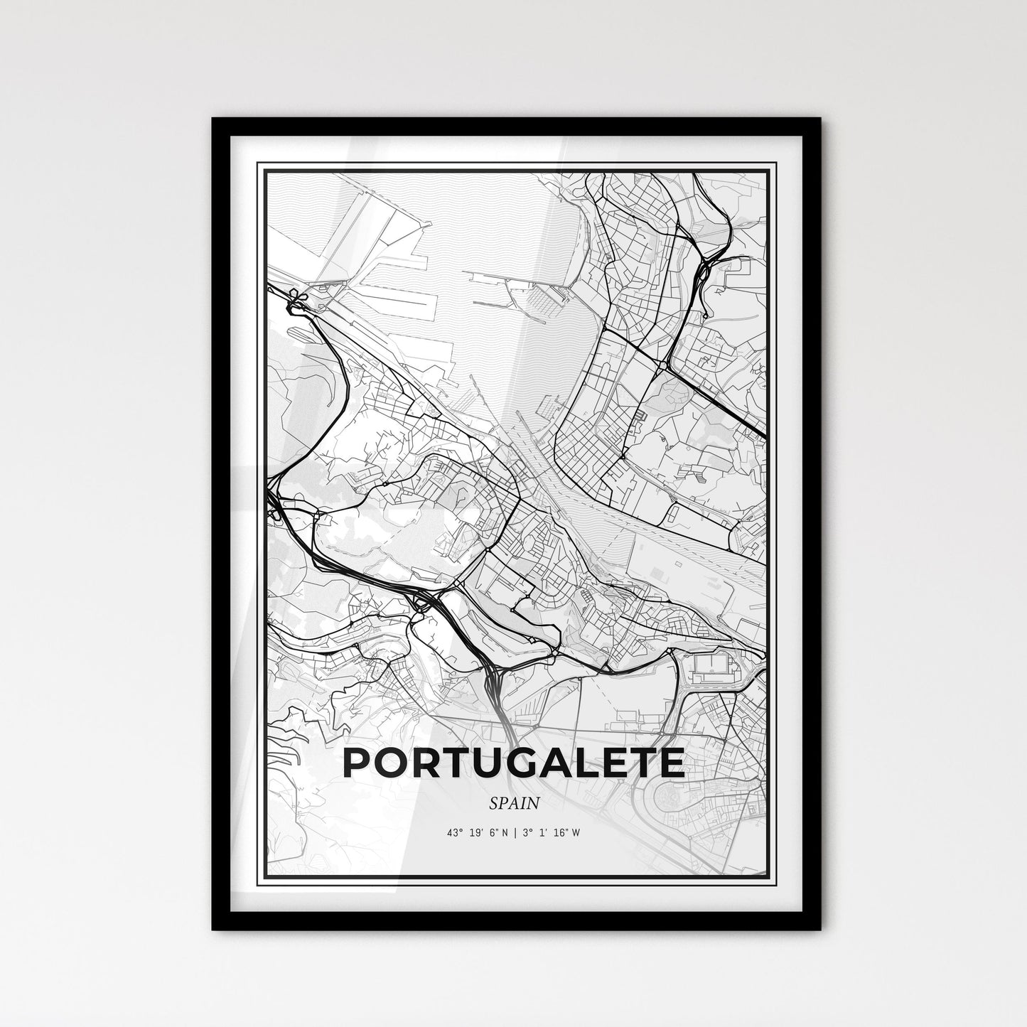 Portugalete Spain - Scandinavian Style City Map for Modern Home Decor