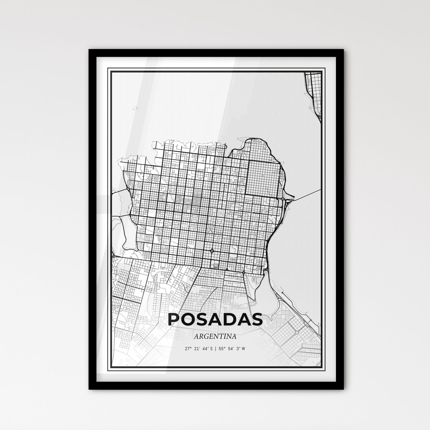 Posadas Argentina - Scandinavian Style City Map for Modern Home Decor