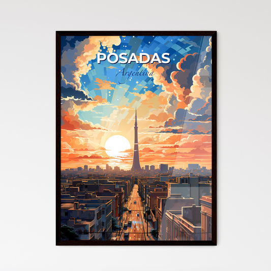 Posadas Argentina Skyline Painting Tower Artwork Cityscape Canvas Wall Decor Vibrant Colorful Art Default Title