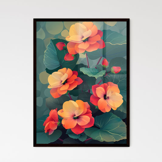 Abstract Acrylic Painting of Vibrant Begonia - Framed Art Print