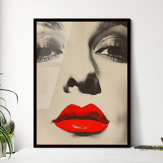 Vibrant painting of a woman with red lipstic - Framed Art Print