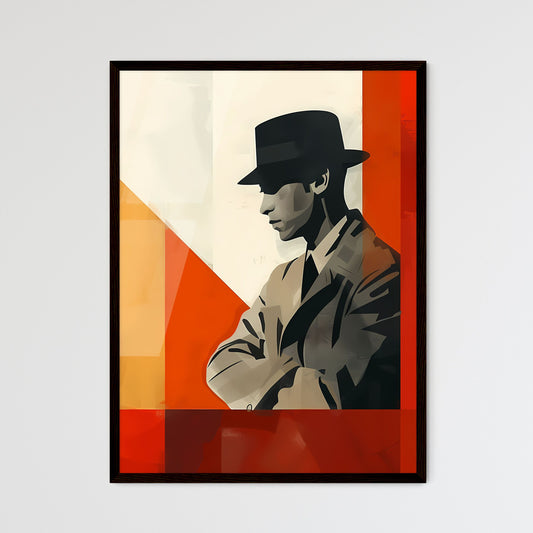 Minimalistic Modernism Painting: Vibrant Bauhaus Portrait of a Man in Hat Default Title