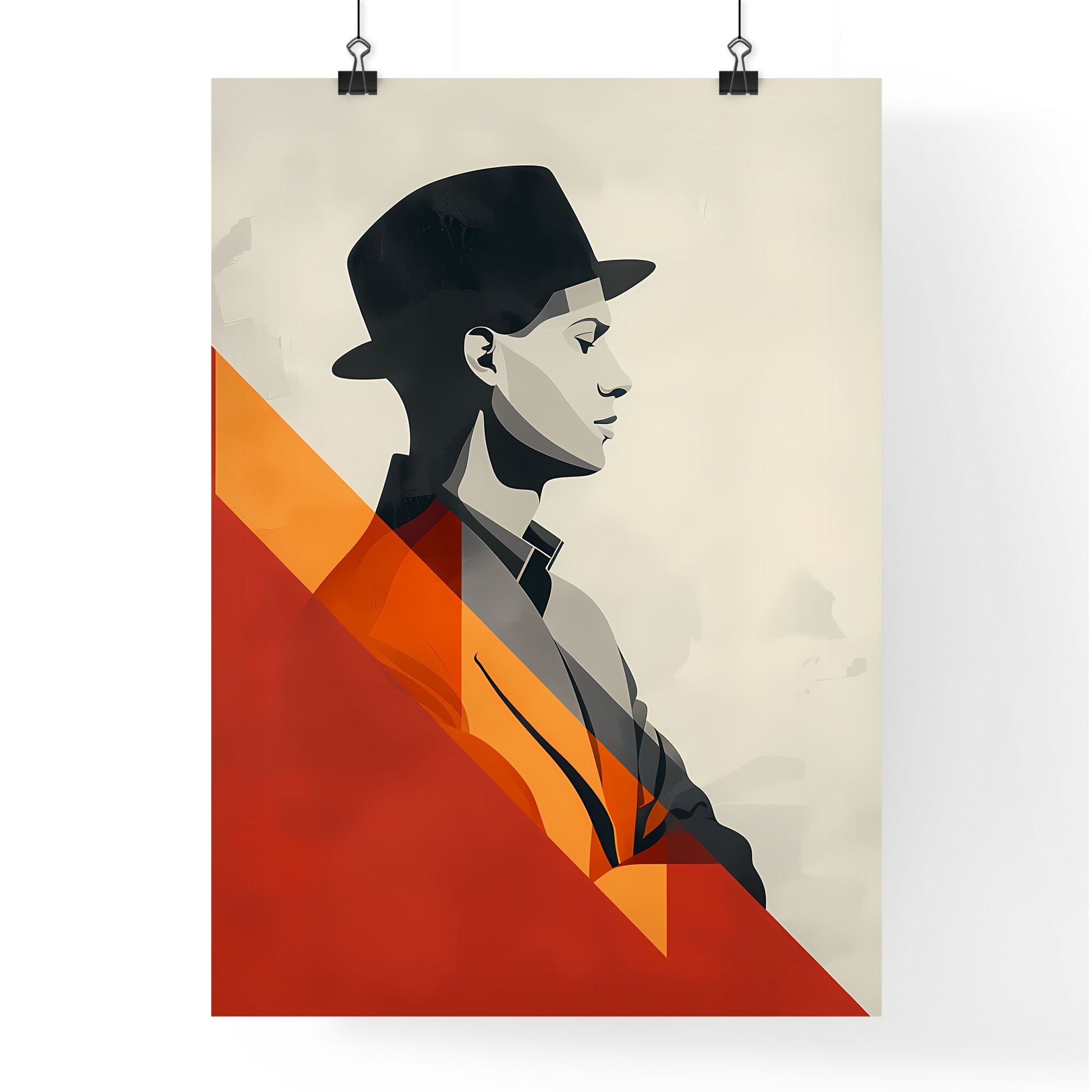 Bauhaus Style Modern Minimalist Poster Painting Man in Hat Art Artwork Default Title