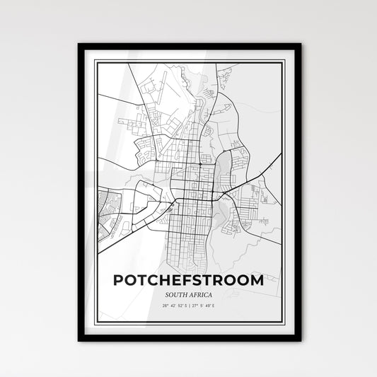 Potchefstroom South Africa - Scandinavian Style City Map for Modern Home Decor