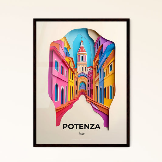 Vivid Potenza, Italy - a paper cut of a city with a clock tower