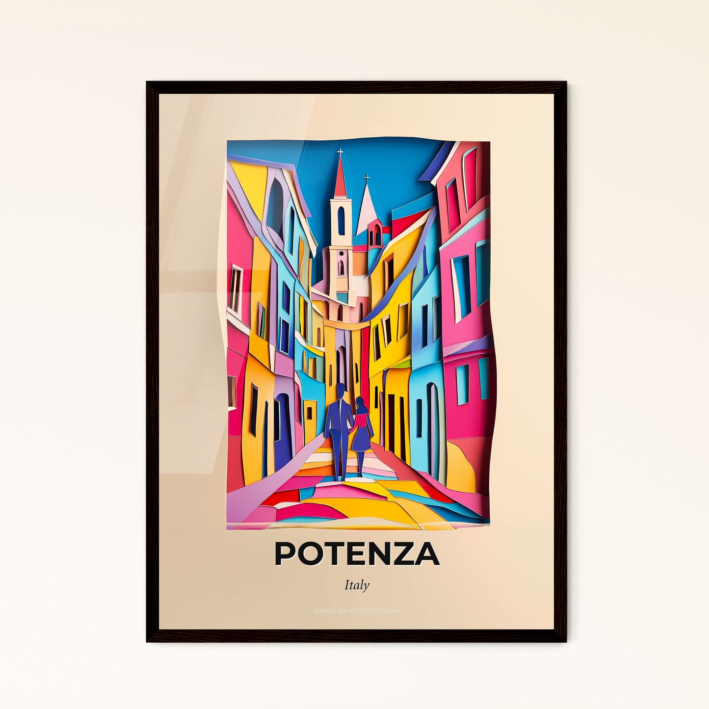 Vivid Potenza, Italy - a couple walking down a street in a colorful city