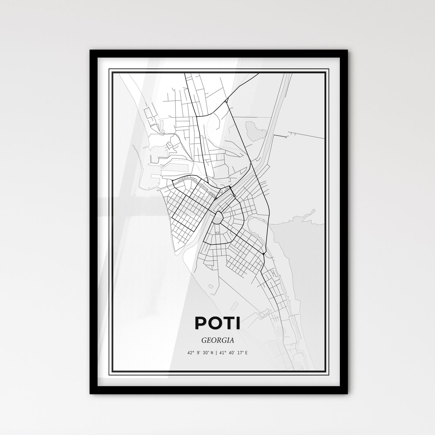 Poti Georgia - Scandinavian Style City Map for Modern Home Decor