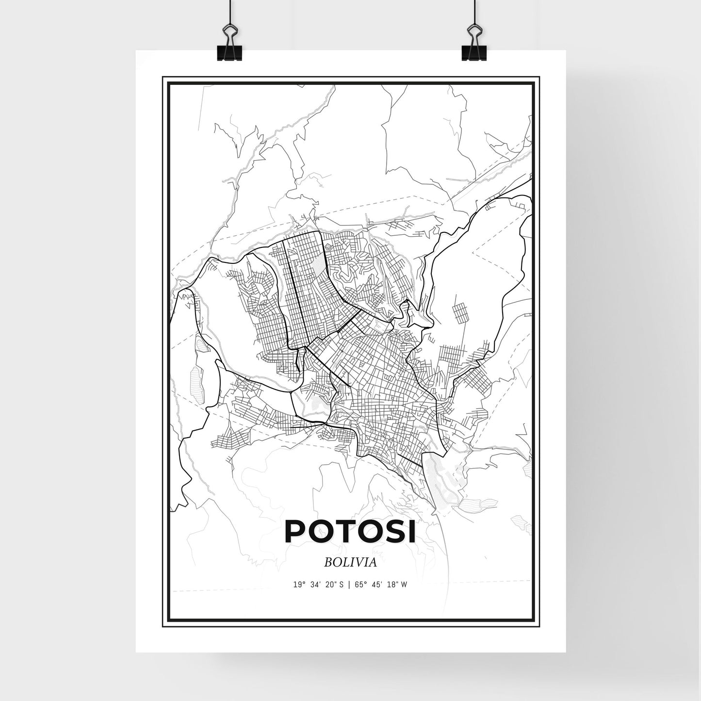 Potosi Bolivia - Premium City Map Poster