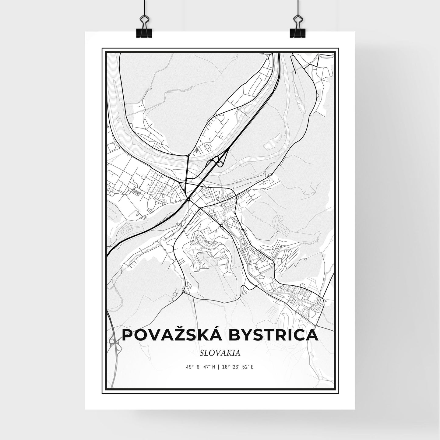 Považská Bystrica Slovakia - Premium City Map Poster