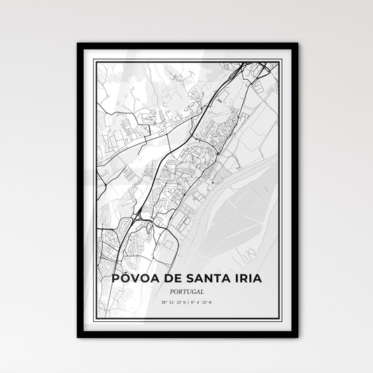 Póvoa de Santa Iria Portugal - Scandinavian Style City Map for Modern Home Decor