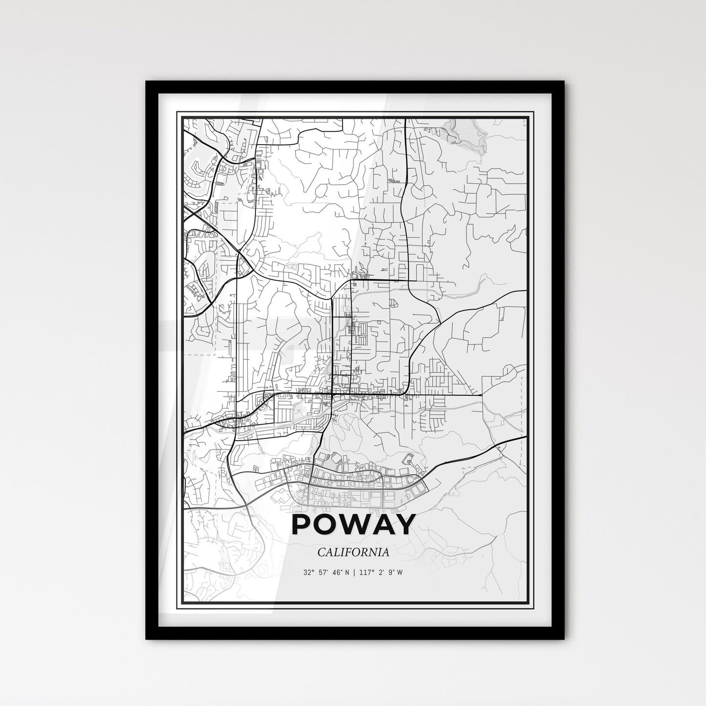 Poway California - Scandinavian Style City Map for Modern Home Decor