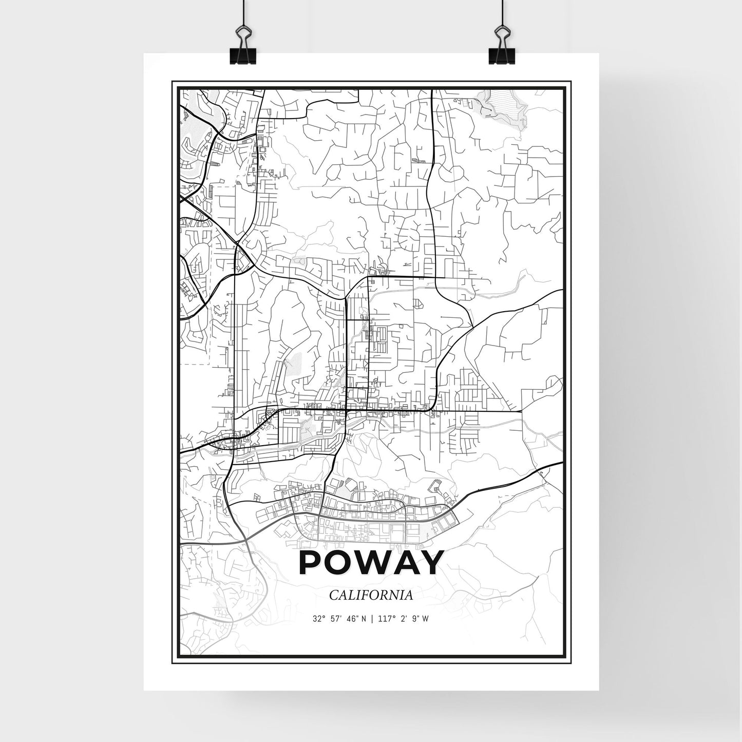 Poway California - Premium City Map Poster