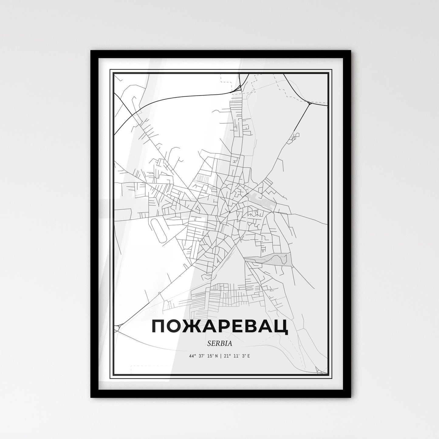 Požarevac Serbia - Scandinavian Style City Map for Modern Home Decor