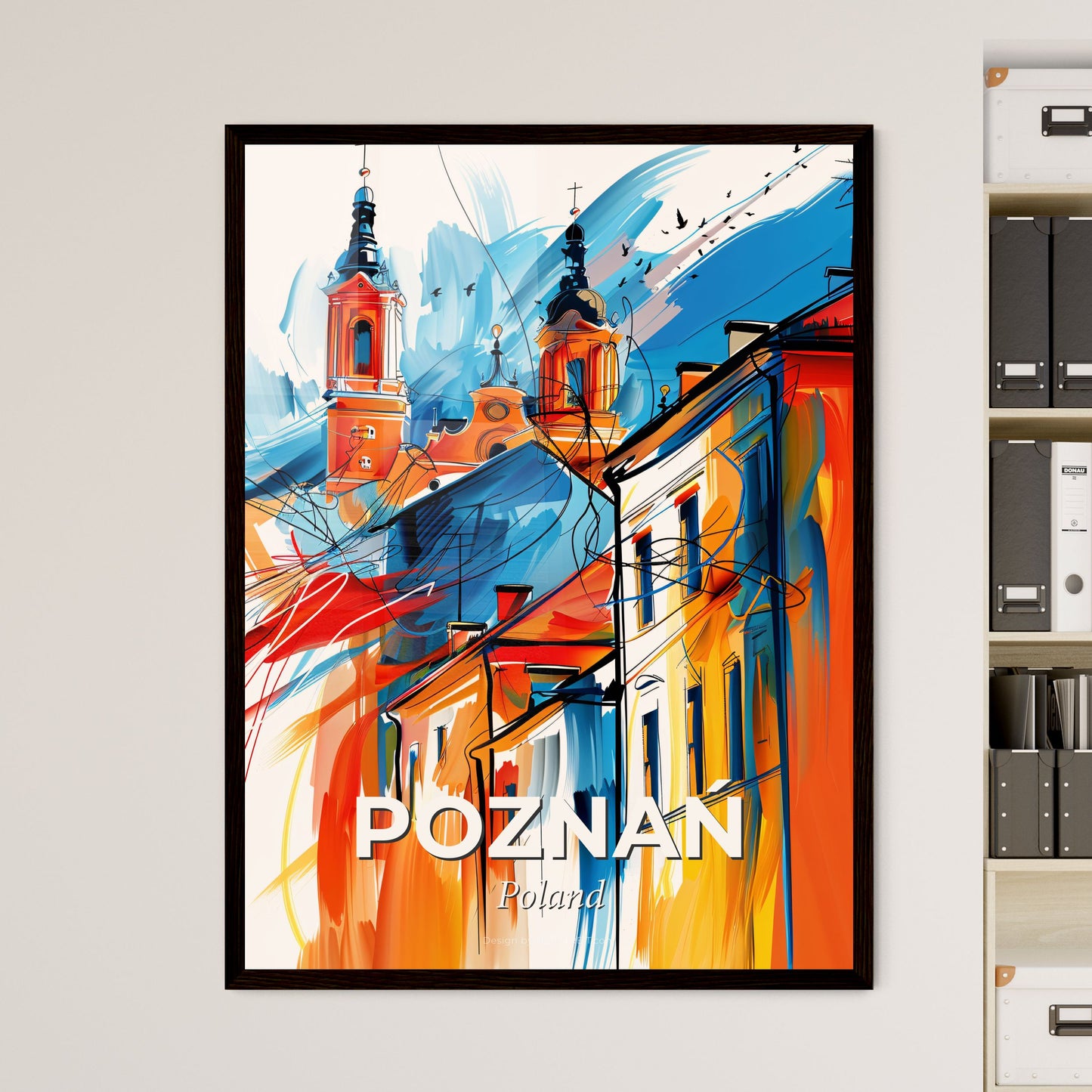 Vibrant Poznań, Poland - A Painting Of Buildings With Towers And Spires