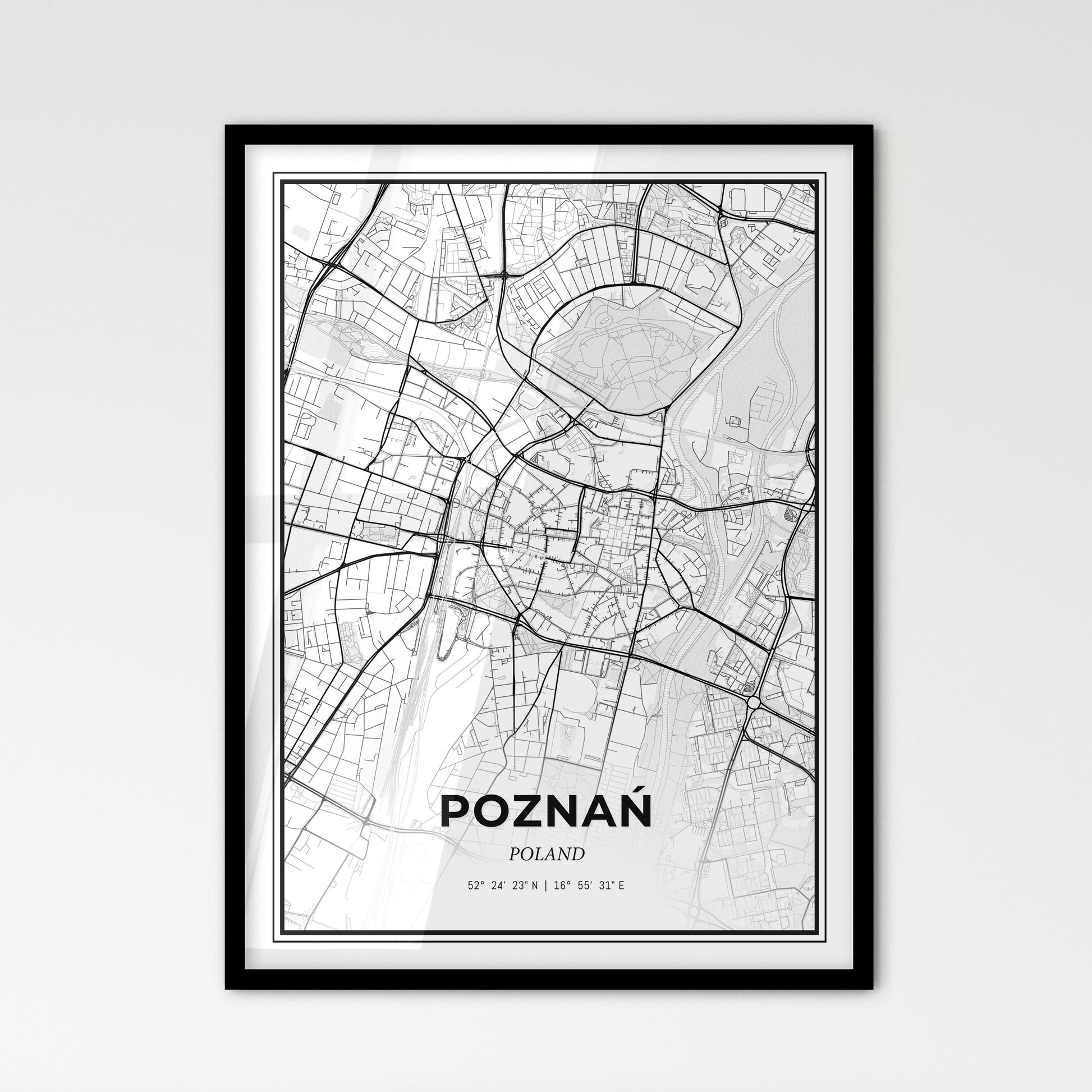 Poznań Poland - Scandinavian Style City Map for Modern Home Decor