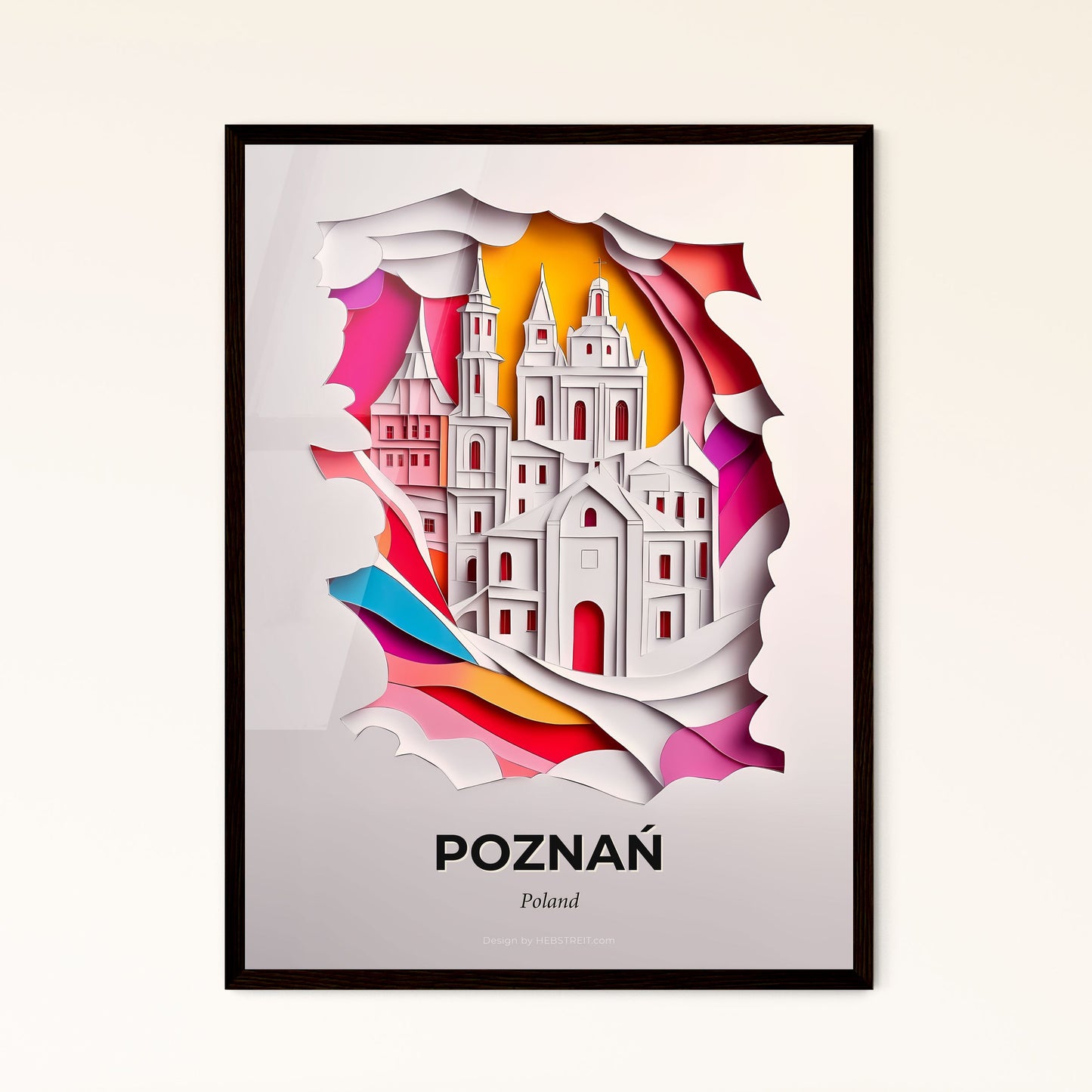 Vivid Poznań, Poland - a paper cut of a castle with a rainbow