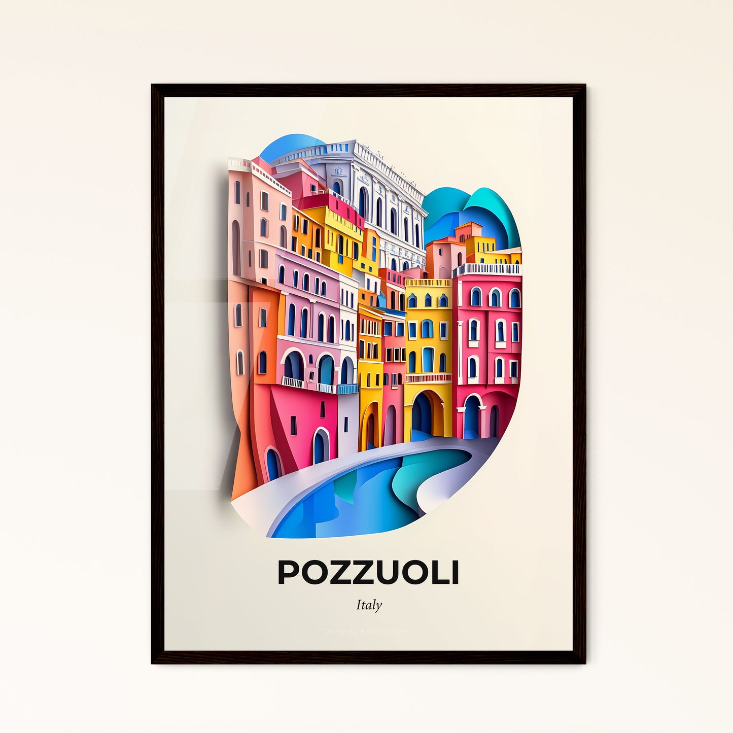 Vivid Pozzuoli, Italy - a paper cut of a city with a river