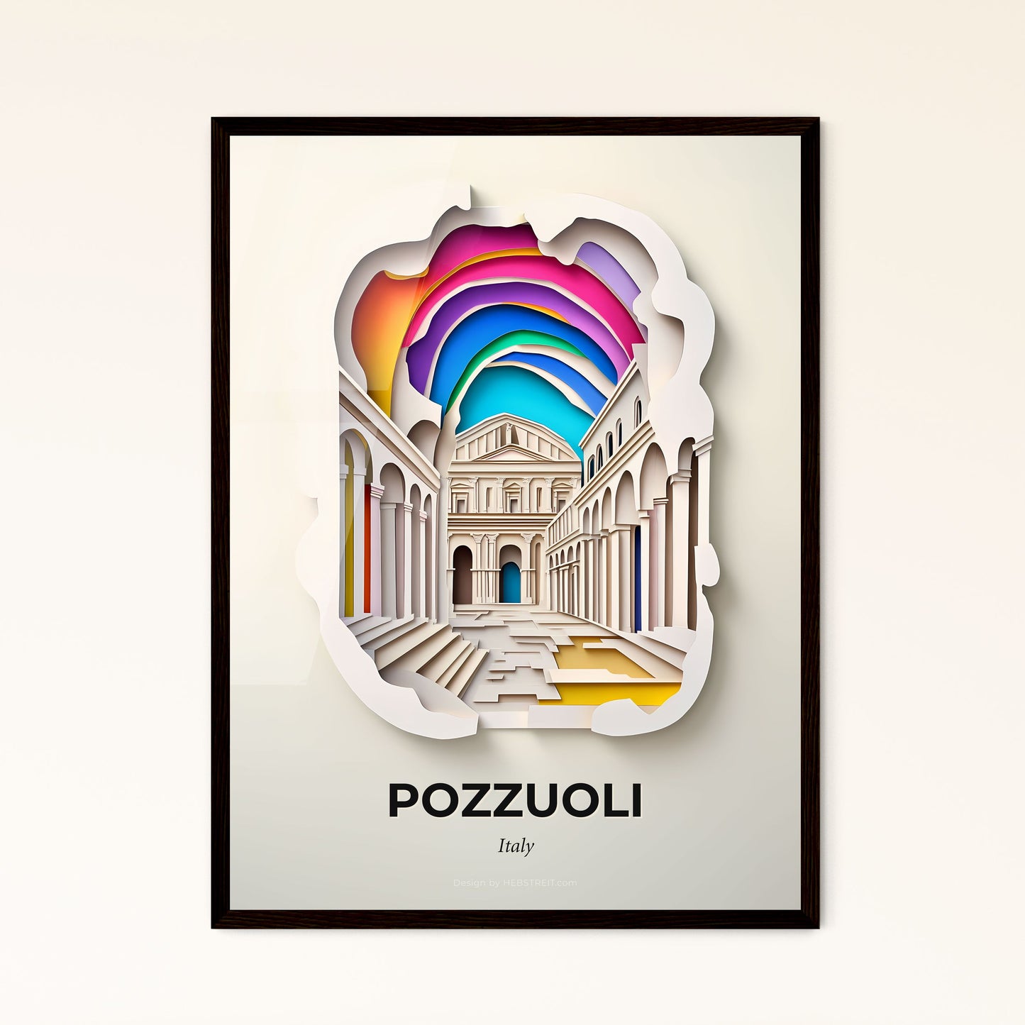 Vivid Pozzuoli, Italy - a paper cut of a building with a rainbow