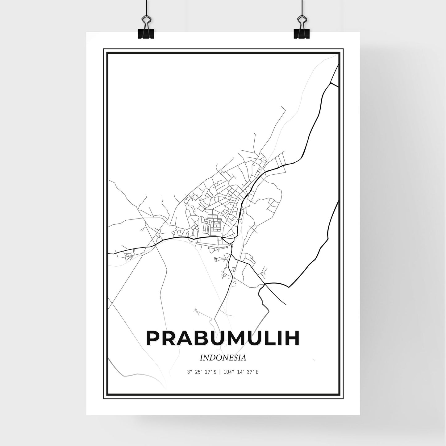 Prabumulih Indonesia - Premium City Map Poster