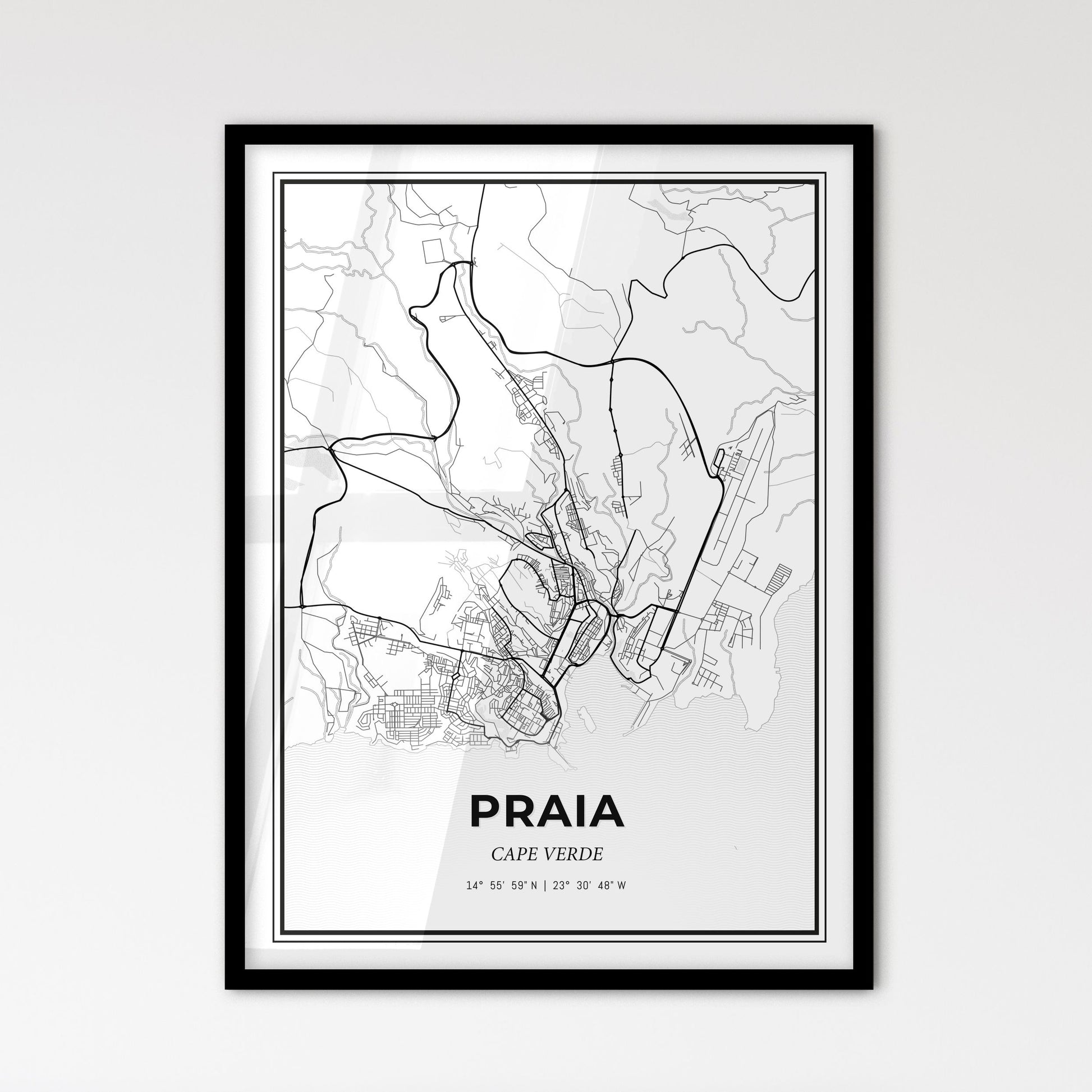 Praia Cape Verde - Scandinavian Style City Map for Modern Home Decor