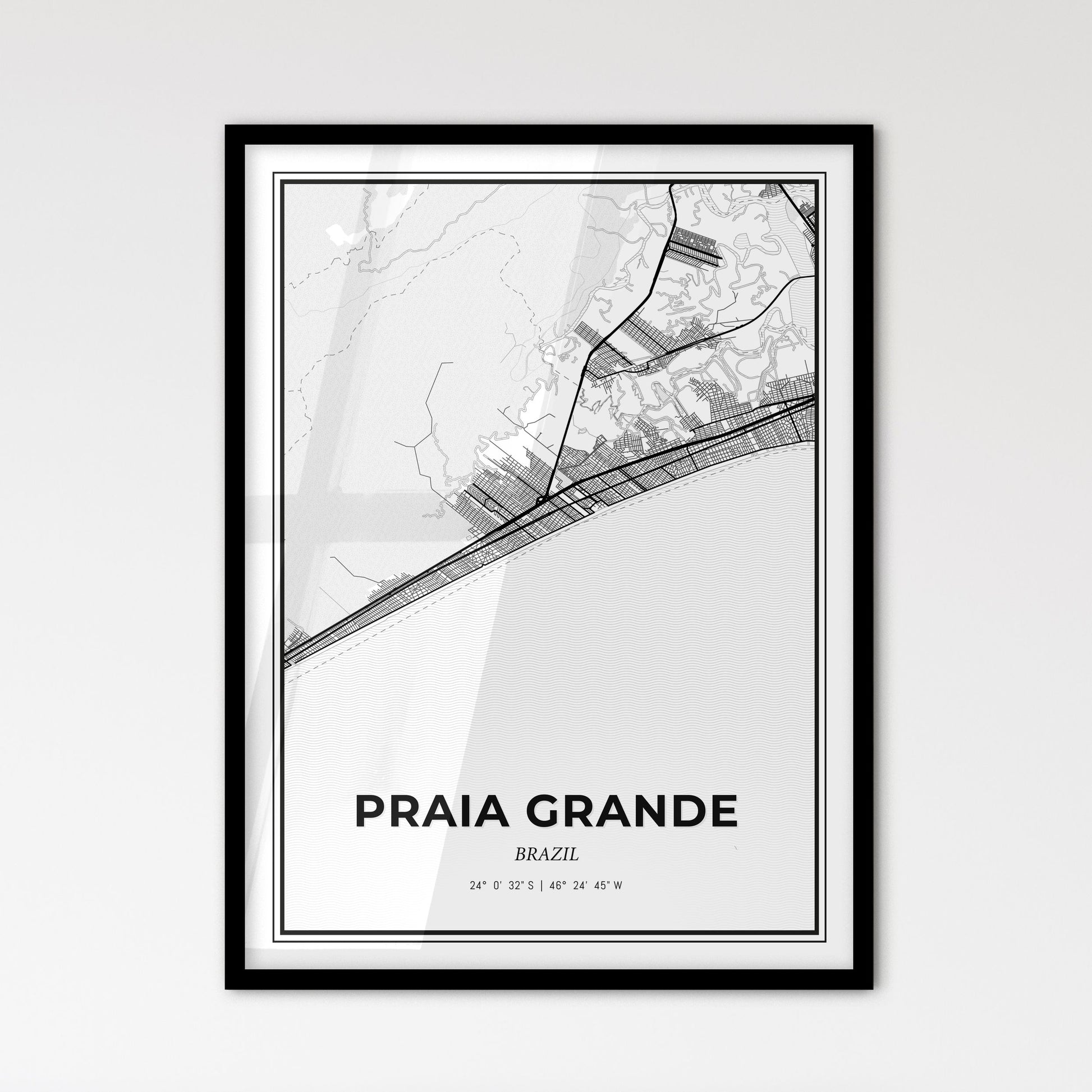 Praia Grande Brazil - Scandinavian Style City Map for Modern Home Decor