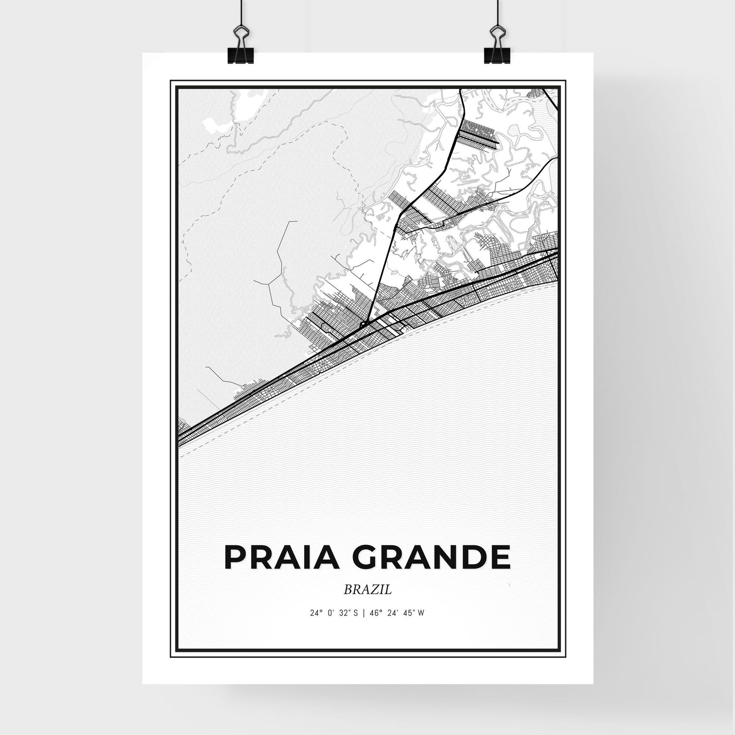 Praia Grande Brazil - Premium City Map Poster