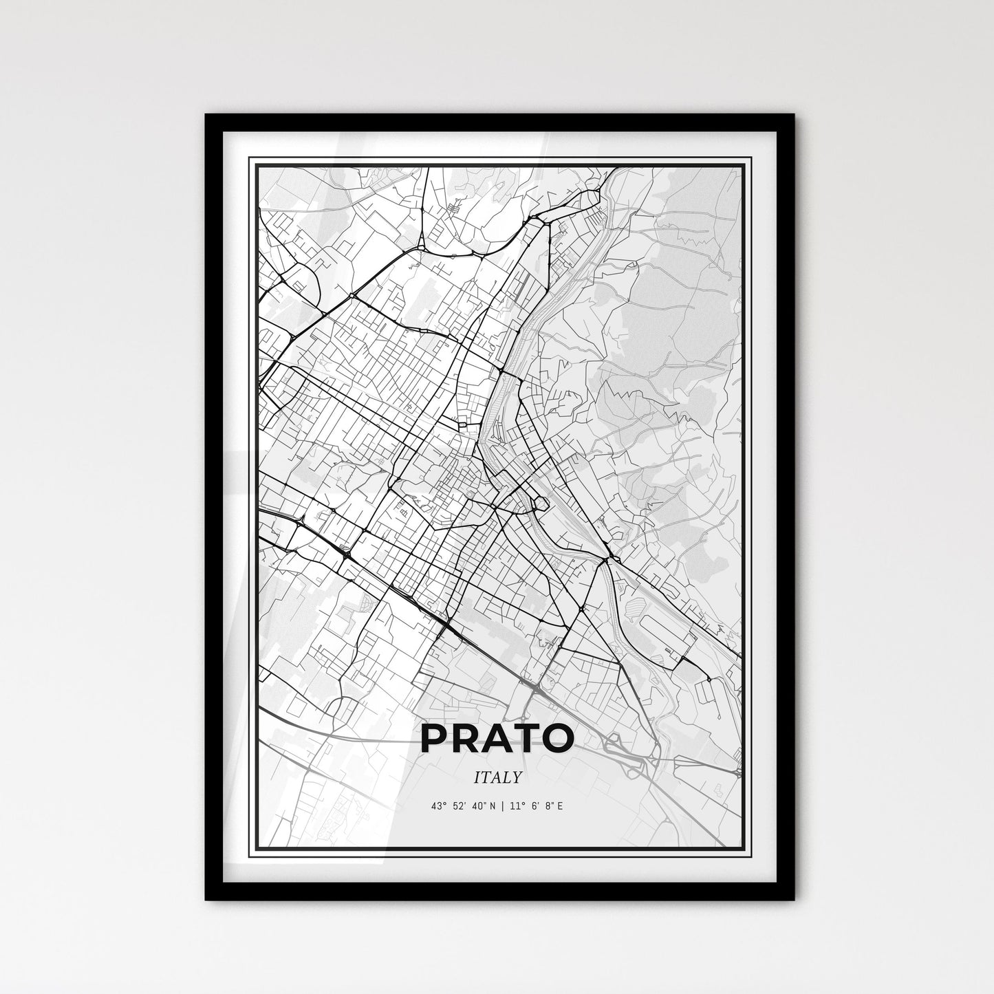 Prato Italy - Scandinavian Style City Map for Modern Home Decor