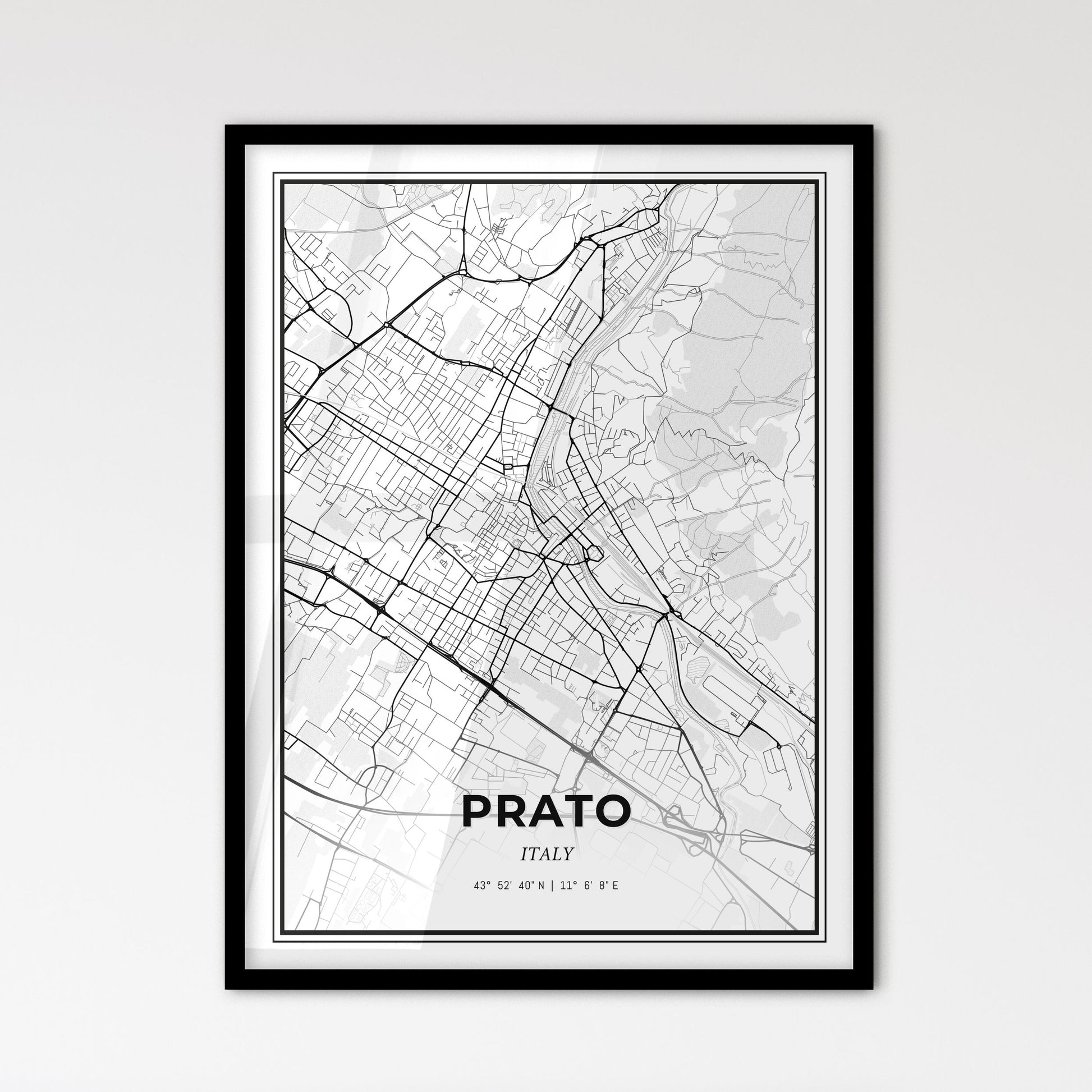 Prato Italy - Scandinavian Style City Map for Modern Home Decor