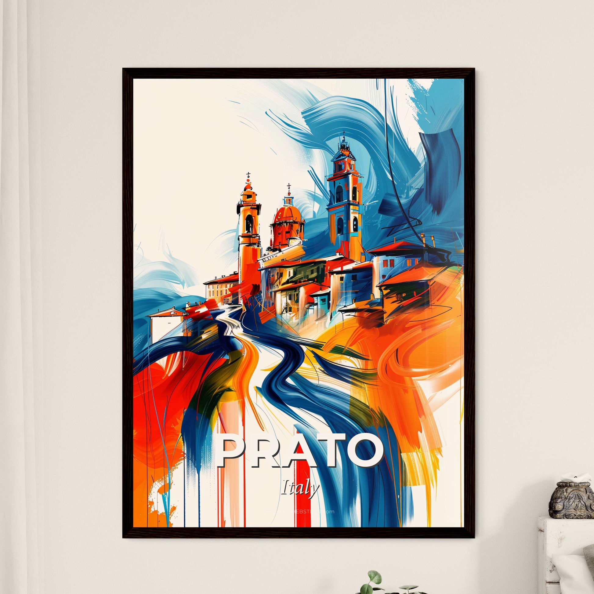 Vibrant Prato , Italy - A Painting Of A Town