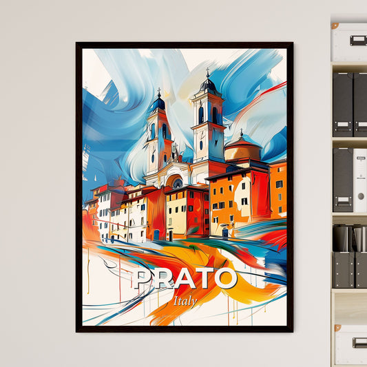 Vibrant Prato , Italy - A Painting Of A Building With Towers