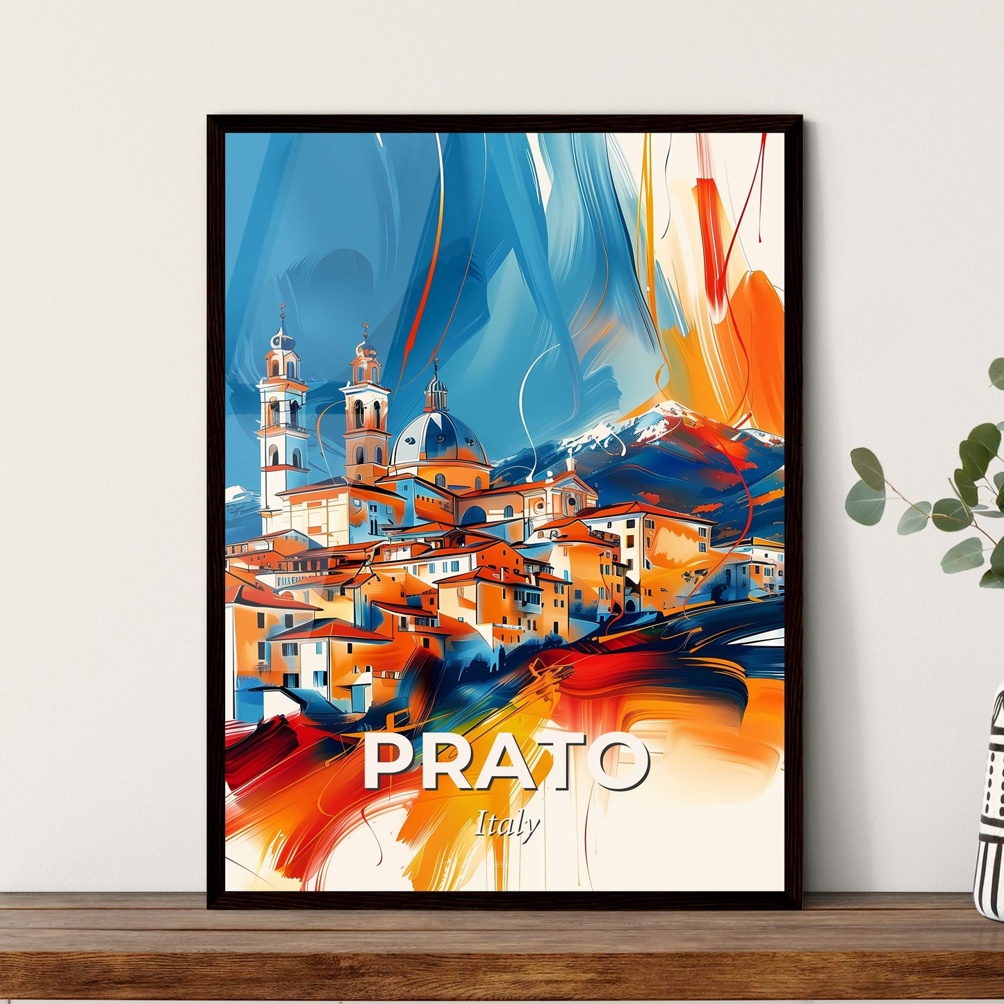 Vibrant Prato , Italy - A Painting Of A Town