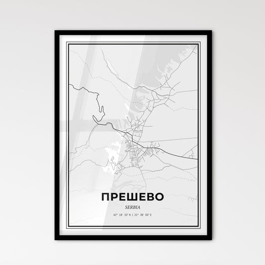 Preševo Serbia - Scandinavian Style City Map for Modern Home Decor