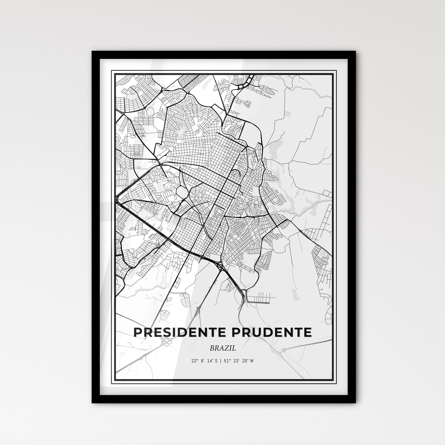 Presidente Prudente Brazil - Scandinavian Style City Map for Modern Home Decor