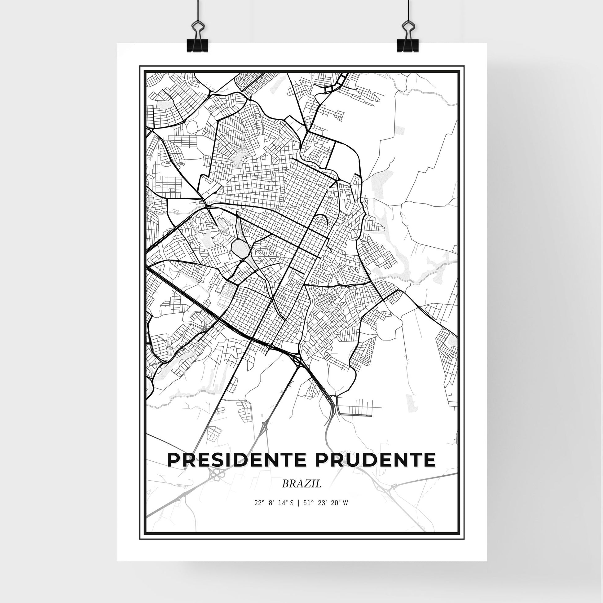 Presidente Prudente Brazil - Premium City Map Poster