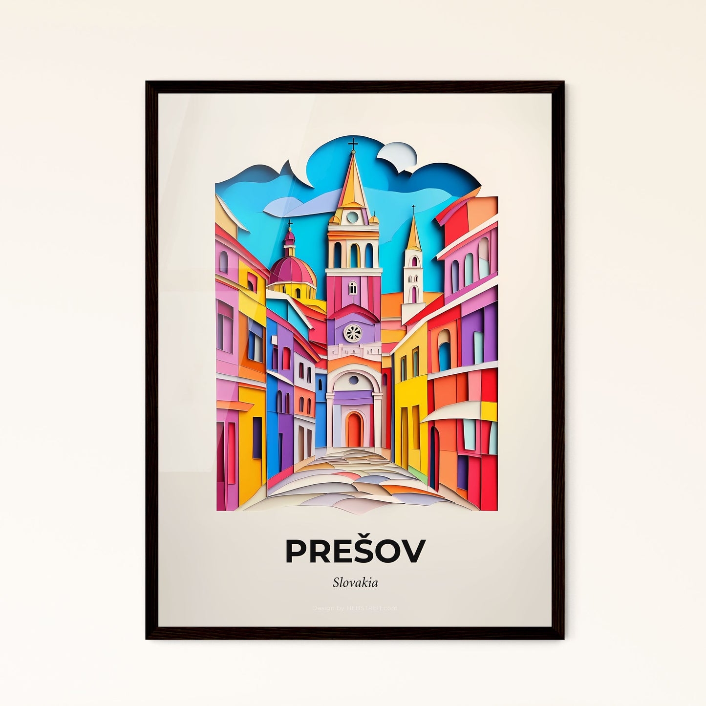 Vivid Prešov, Slovakia - a colorful city with a clock tower on a building