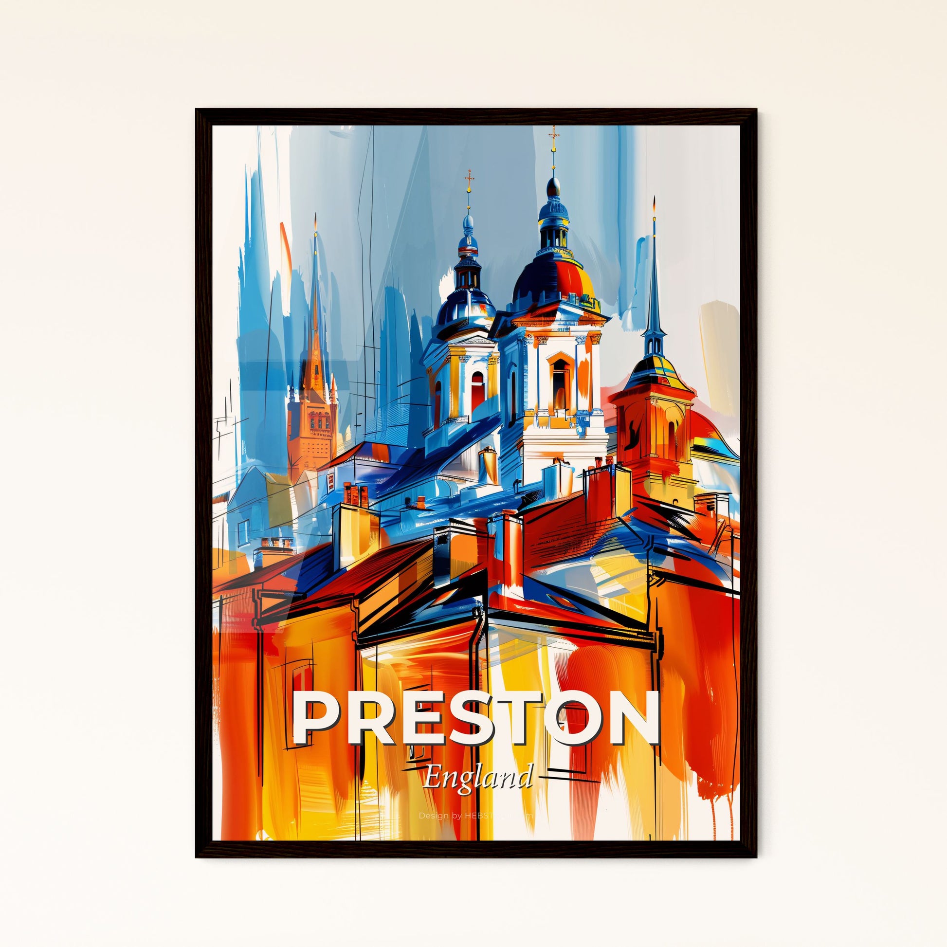 Vibrant Preston, England - A Painting Of A Building With Towers And Spires