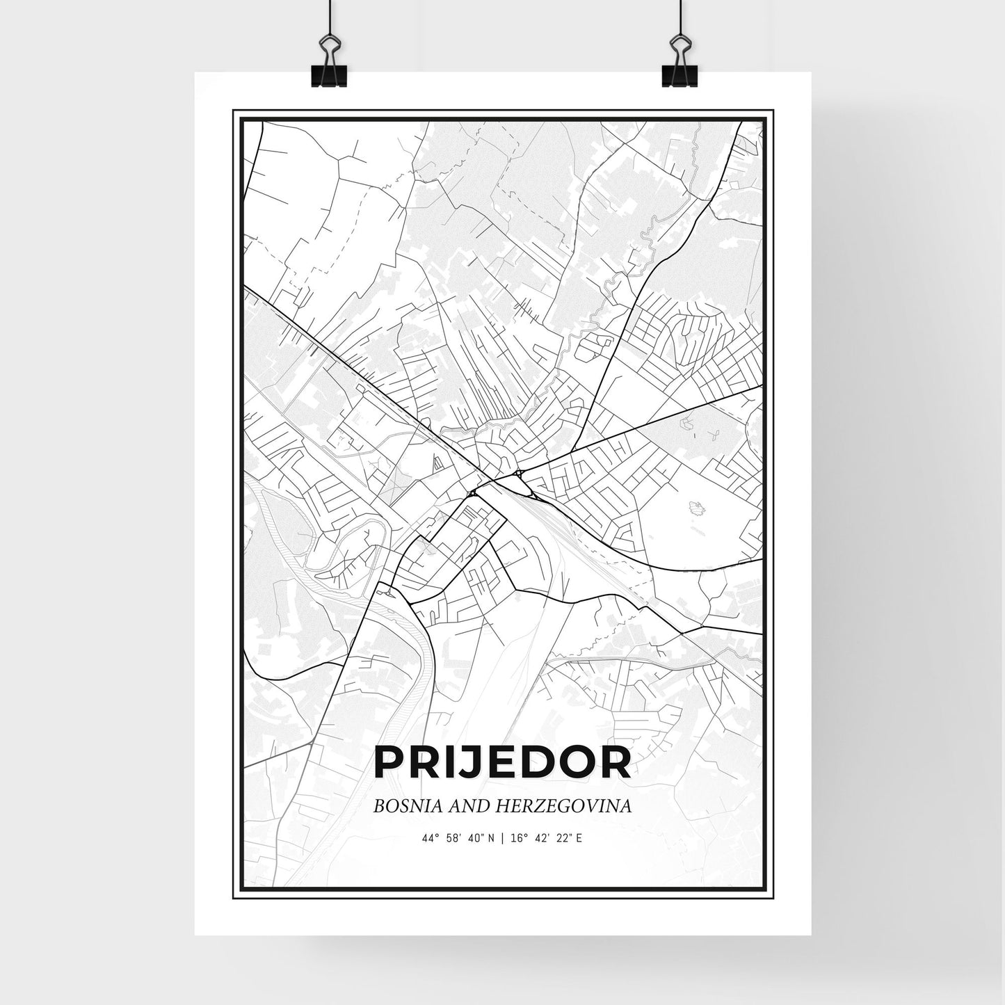 Prijedor Bosnia and Herzegovina - Premium City Map Poster